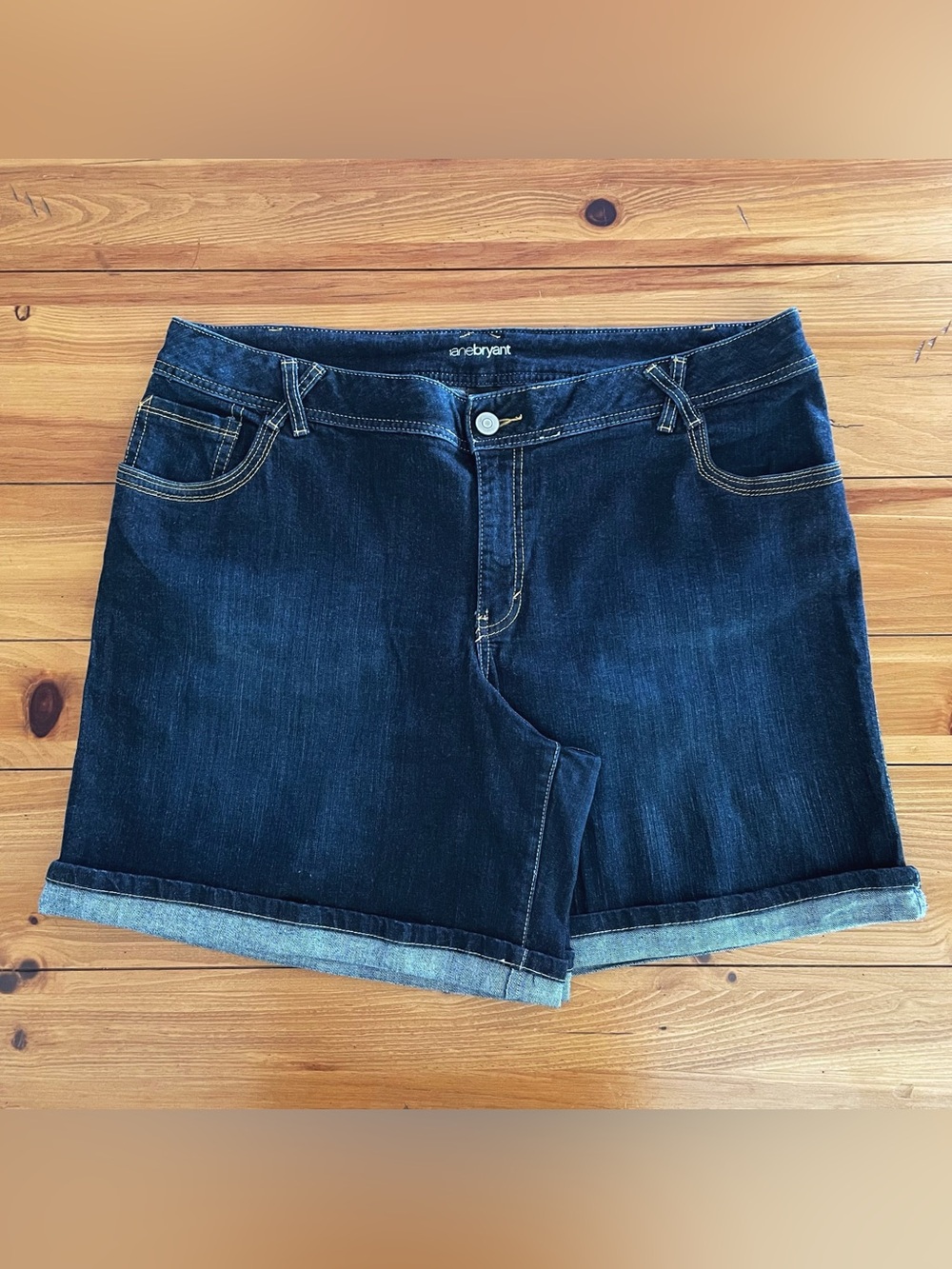 Lane Bryant Dark Blue Jean Shorts with Rolled Cuffs Size 22